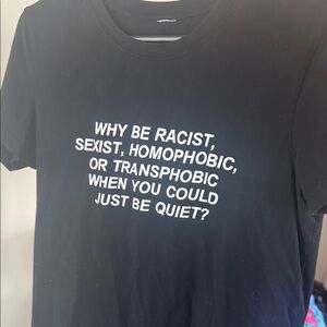 Black Graphic Message Tee - 'Why Be Racist'